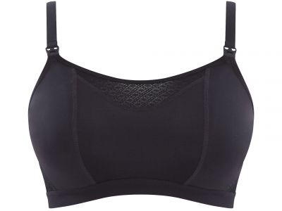 Panache Katherine Soft Crop Top Nursing Bra Black Wirefree, crop top style nursing bra with drop cup opening 60-90, D-J 10391-BLK