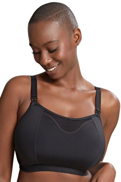 Panache Katherine Soft Crop Top Nursing Bra Black Wirefree, crop top style nursing bra with drop cup opening 60-90, D-M 10391-BLK