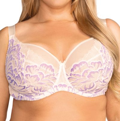 Nessa Kristin UW Soft Bra White & Lilac Underwired non-padded balconnet with double layer mesh and stretch lace cups. 65-100, E-O KRI-550-LIL