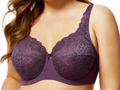  Lace Full Cup Bra Plum Underwired, non-padded lace full cup bra 75-105 E-K 2311-PLM