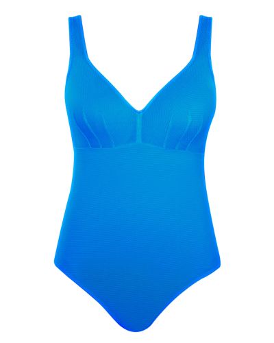 Panache Swimwear Lara UW Plunge Swimsuit Aurora Blue Underwired plunge swimsuit with adjustable racerback straps. 70-85, F-M SW2020-ABL