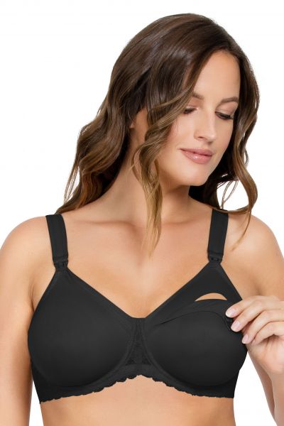 Parfait Lingerie Leila Wired Nursing Bra Black Underwired, non-padded, moulded nursing bra with drop cups 70-100, D-H NB502-BLACK