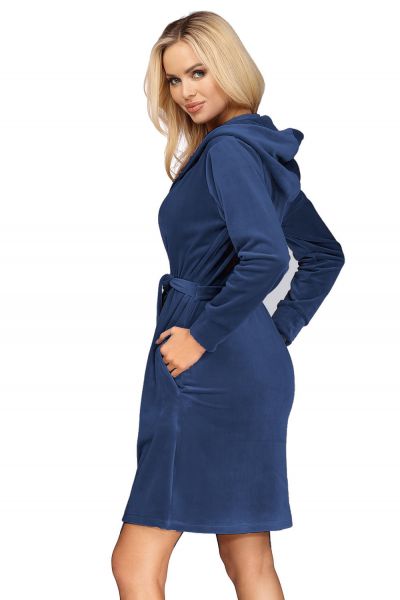 Hamana Leon Velour Dressing Gown Navy  S/M - 4XL/5XL LEON-NAY-AW21