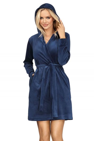Hamana Leon Velour Dressing Gown Navy  S/M - 4XL/5XL LEON-NAY-AW21