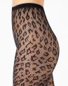 Cette Leopard Fishnet Tights Black-thumb Leopard fishnet tights with elasticated waist. S/M - 2XL 402-902/BLK