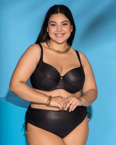 Nessa Lipsi Ruched Side Bikini Brief - Black & Copper  L/40-42 - 5XL/50-52 NO2-B&C