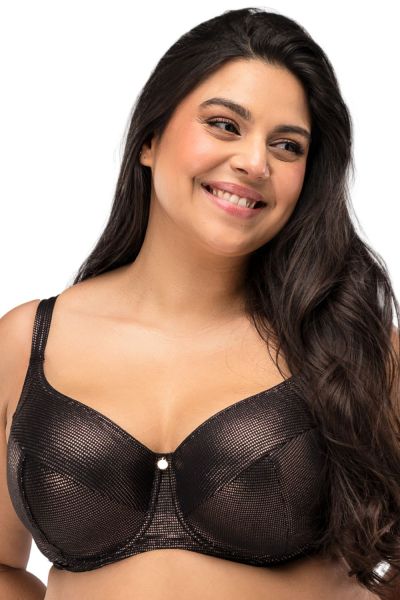 Nessa Lipsi UW Soft Cup Bikini Bra - Black & Copper Underwired, non-padded soft cup bikini top. 65-95, E-O N-508