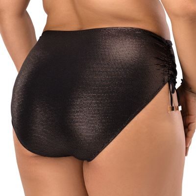 Nessa Lipsi Ruched Side Bikini Brief - Black & Copper  L/40-42 - 5XL/50-52 NO2-B&C