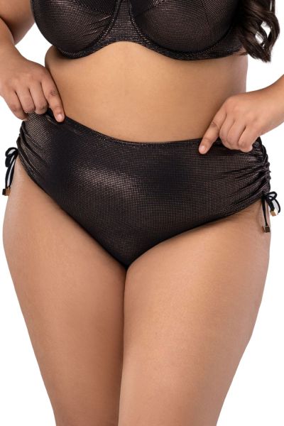 Nessa Lipsi Ruched Side Bikini Brief - Black & Copper  L/40-42 - 5XL/50-52 NO2-B&C