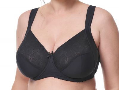 Plaisir Lisa Full Cup Bra Black Underwired, non padded, stretch lace full cup bra. 80-110, D-I 1125-1/BLK