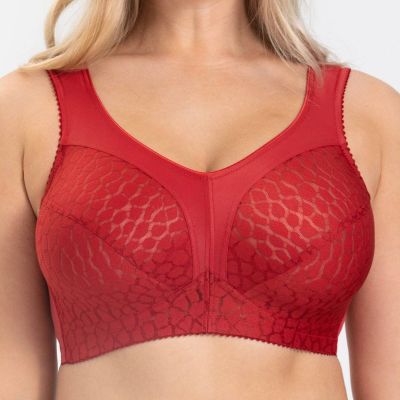 Miss Mary Lovely Jacquard Non-Wired Bra Red non-wired, full cup bra with extra wide straps. 80-110 D-I MM-2424-32/RED