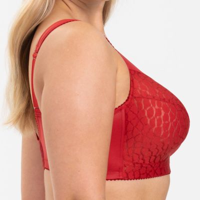 Miss Mary Lovely Jacquard Non-Wired Bra Red non-wired, full cup bra with extra wide straps. 80-110 D-I MM-2424-32/RED