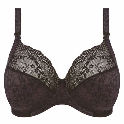 Elomi Lucie UW Stretch Plunge Bra Black Underwired, full cup plunge bra with stretch lace. 70-100, D-N EL4490-BLK