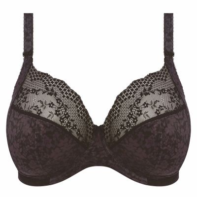 Elomi Lucie UW Stretch Plunge Bra Black Underwired, full cup plunge bra with stretch lace. 70-100, D-N EL4490-BLK