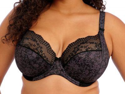 Elomi Lucie UW Stretch Plunge Bra Black Underwired, full cup plunge bra with stretch lace. 70-100, D-N EL4490-BLK