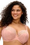 Elomi Lucie UW Stretch Plunge Bra - Pale Blush-thumb Underwired, full cup plunge bra with stretch lace. 70-100, D-O EL4490-PAU