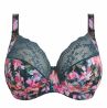 Elomi Lucie UW Stretch Plunge Bra Teal Floral-thumb Underwired, full cup plunge bra with stretch lace. 70-100, E-N EL4490-TOL