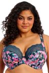Elomi Lucie UW Stretch Plunge Bra Teal Floral-thumb Underwired, full cup plunge bra with stretch lace. 70-100, E-N EL4490-TOL