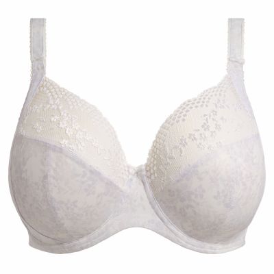 Elomi Lucie UW Stretch Plunge Bra White Underwired, full cup plunge bra with stretch lace. 70-100, E-O EL4490-WHE