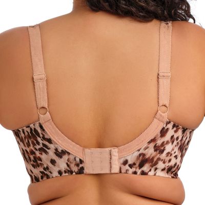 Elomi Lucie UW Stretch Plunge Bra - Wild Cat Underwired, full cup plunge bra with stretch lace. 70-100, E-O EL4490-WIT