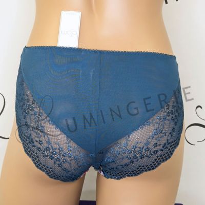 Elomi Lucie High Leg Brief - Teal Floral Waist high midi brief with high legs. M/40 - 4XL/50 EL4498-TOL