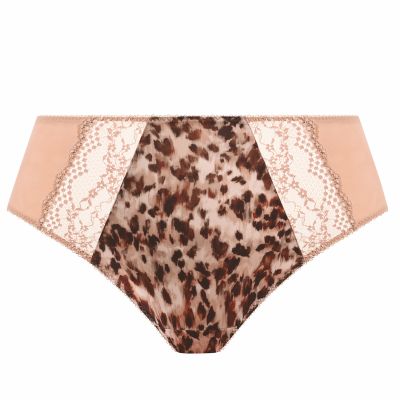 Elomi Lucie High Leg Brief - Wild Cat Waist high midi brief with high legs. S/38 - 4XL/50 EL4498-WIT