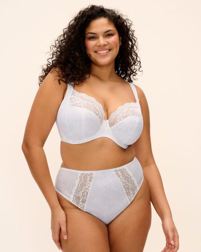 Elomi Lucie UW Stretch Plunge Bra - White Underwired, full cup plunge bra with stretch lace. 70-100, E-O EL4490-WHE