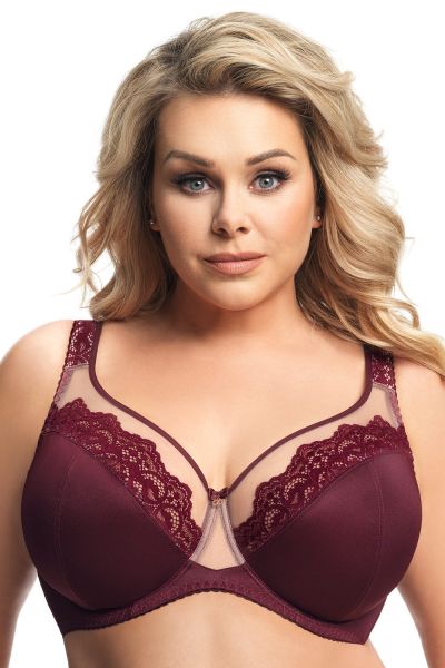 Gorsenia Luisse Soft Bra Burgundy Underwired, non-padded full cup bra 65-95, E-M K441-BUY