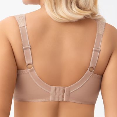 Gorsenia Luisse Lace UW Soft Comfort Bra - Almond Underwired, non-padded full cup bra with the loved Luisse frame. 65-100, D-M G018