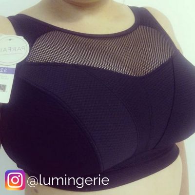 Parfait Lingerie Breeze Non-Padded Wirefree Sports Bra Black Nonpadded wirefree crop top look sports bra 65-90, D-G P5542-BLK