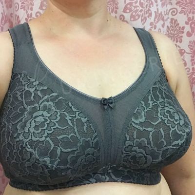 Miss Mary Queen Non-Wired Bra Dark Grey Non-wired full cup bra with extra wide straps. 75-110, D-H MM-2115-60
