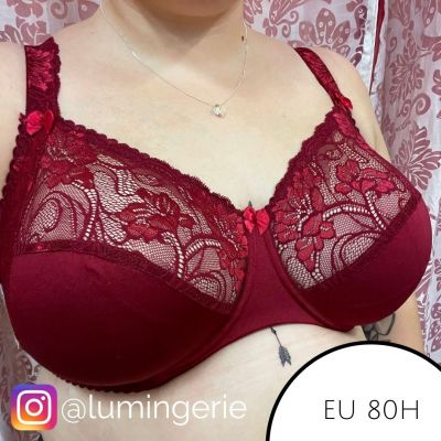 Plaisir Sofia Full Cup Bra Red Rumba Underwired, non padded, stretch lace full cup bra 80-105 D-H 1130-RMB