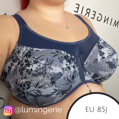 Elomi Energise UW Sports Bra Vintage Denim Underwired non-padded sports bra 70-100, D-O EL8042-VTD