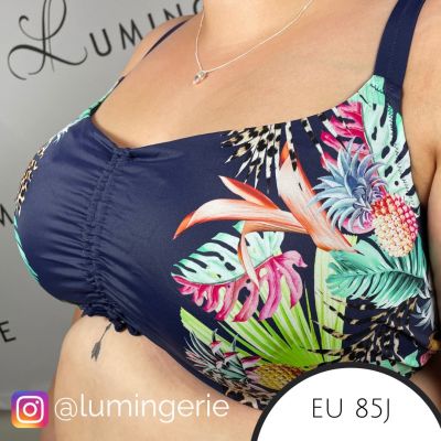 Elomi Pina Colada UW Crop Top Swim Bra Midnight Underwired crop top style bikini bra 75-95, F-K ES7263-MIH