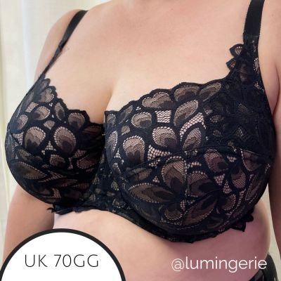 Panache Allure Full Cup Bra Black & Latte Underwired non-padded full cup lace bra. 65-90, D-J 10765-B&L