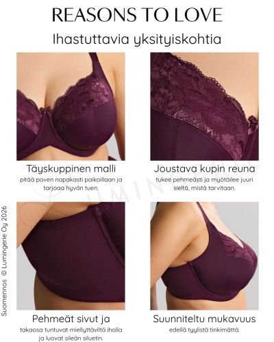 Sculptresse by Panache Amara UW Full Cup Bra - Plum Underwired non-padded full cup bra with stretch top cup. 75-105, E-O 11265-PLM