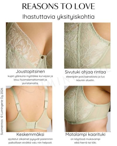 Sculptresse by Panache Dream UW Full Cup Bra - Pistachio Underwired non-padded full cup mesh and stretch lace bra. 75-95, E-L 10805-PSC