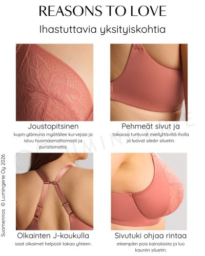 Sculptresse by Panache Sophia UW Stretch Lace Plunge Bra - Sienna Rose Underwired, non-padded stretch lace plunge bra. 75-105, E-M 11196-SIE