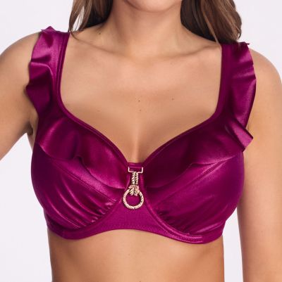 Ava Swimwear Magenta UW Soft Ruffle Bikini Bra Underwired, non-padded cup sized bikini bra. 70-90, D-L SK249
