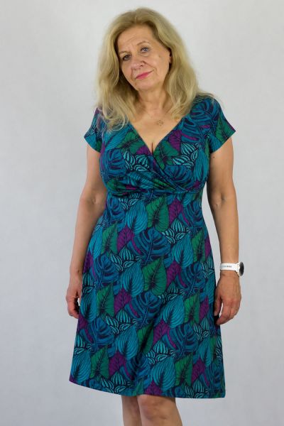  Maglanka Dress with Short Sleeves Monsteras at Night Empire cut jersey dress with short sleeves 38-48 1/2 & 2/3 SU-028-MON-SS22