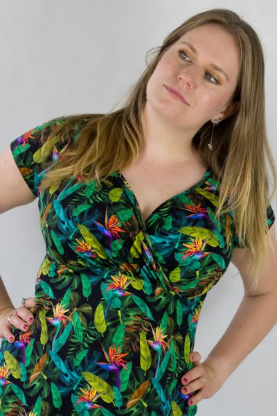  Maglanka Dress with Short Sleeves Birds of Paradise Empire cut jersey dress with short sleeves 38-48 1/2 & 2/3 SU-028-STR-SS22