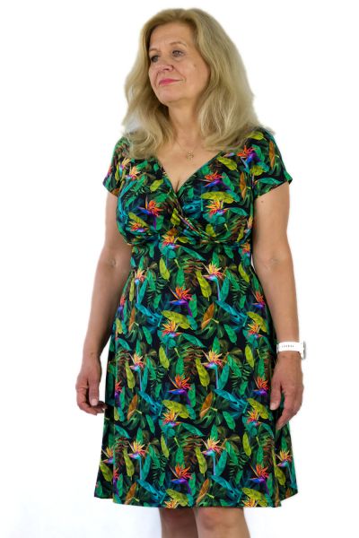 Urkye Maglanka Dress with Short Sleeves Birds of Paradise Empire cut jersey dress with short sleeves 38-48 1/2 & 2/3 SU-028-STR-SS22