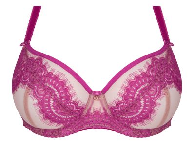 Gorsenia Malika Soft Bra Beige & Fuchsia Underwired, non-padded bra 65-100, D-M K764-BEF