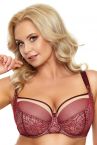Nessa Marchesa Soft Bra Claret & Beige-thumb Underwired, non-padded soft cup lace balconnet 65-100, D-O N-500-CLB