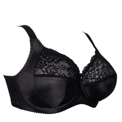 Plaisir Maria UW Full Cup Bra Black Underwired, non padded full cup bra with stretch lace top cups. 80-120, E-K 60025-1/BLK