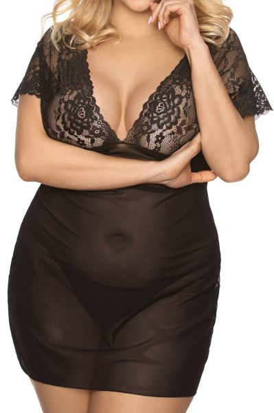Anaïs apparel Anaïs+ Marina Lace Chemise Black  Plus sizes 
