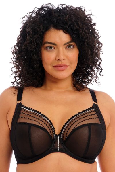 Elomi Matilda UW Plunge Bra Black Underwired, full cup plunge bra 70-100, E-O EL8900-BLK