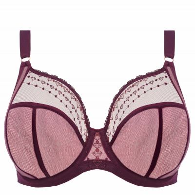 Elomi Matilda UW Plunge Bra Wine Diamond Underwired, full cup plunge bra 70-100, E-O EL8900-WID