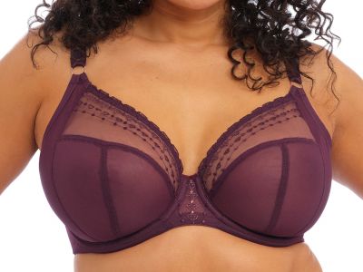 Elomi Matilda UW Plunge Bra Wine Diamond Underwired, full cup plunge bra 70-100, E-O EL8900-WID