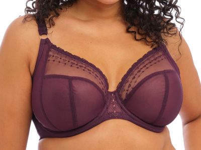 Elomi Matilda UW Plunge Bra Wine Diamond Underwired, full cup plunge bra 70-100, E-O EL8900-WID